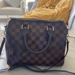 Authentic LV Speedy 25 bandouliere Damier Ebene